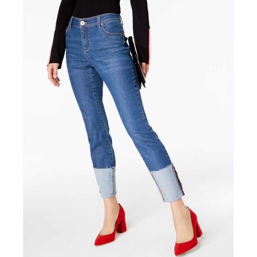 INC International Concepts Ripped Cuffed Skinny Jeans